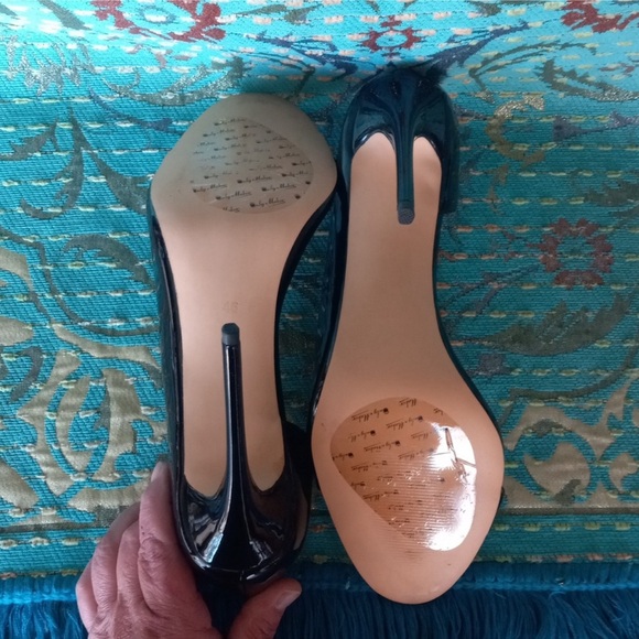 Black Open Toe Side Cut Stiletto High Heel Sandals - Picture 7 of 10